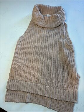 7 For All Mankind Sleeveless Cowl Neck Sweater Vest in Taupe